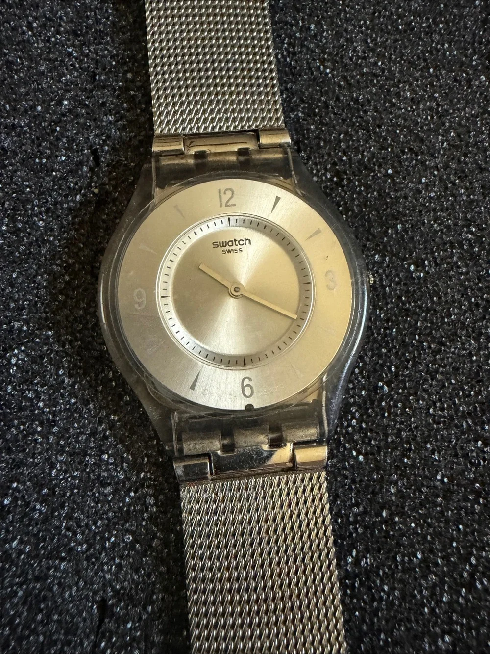 Vintage Swatch Silver Metal Knit Watch